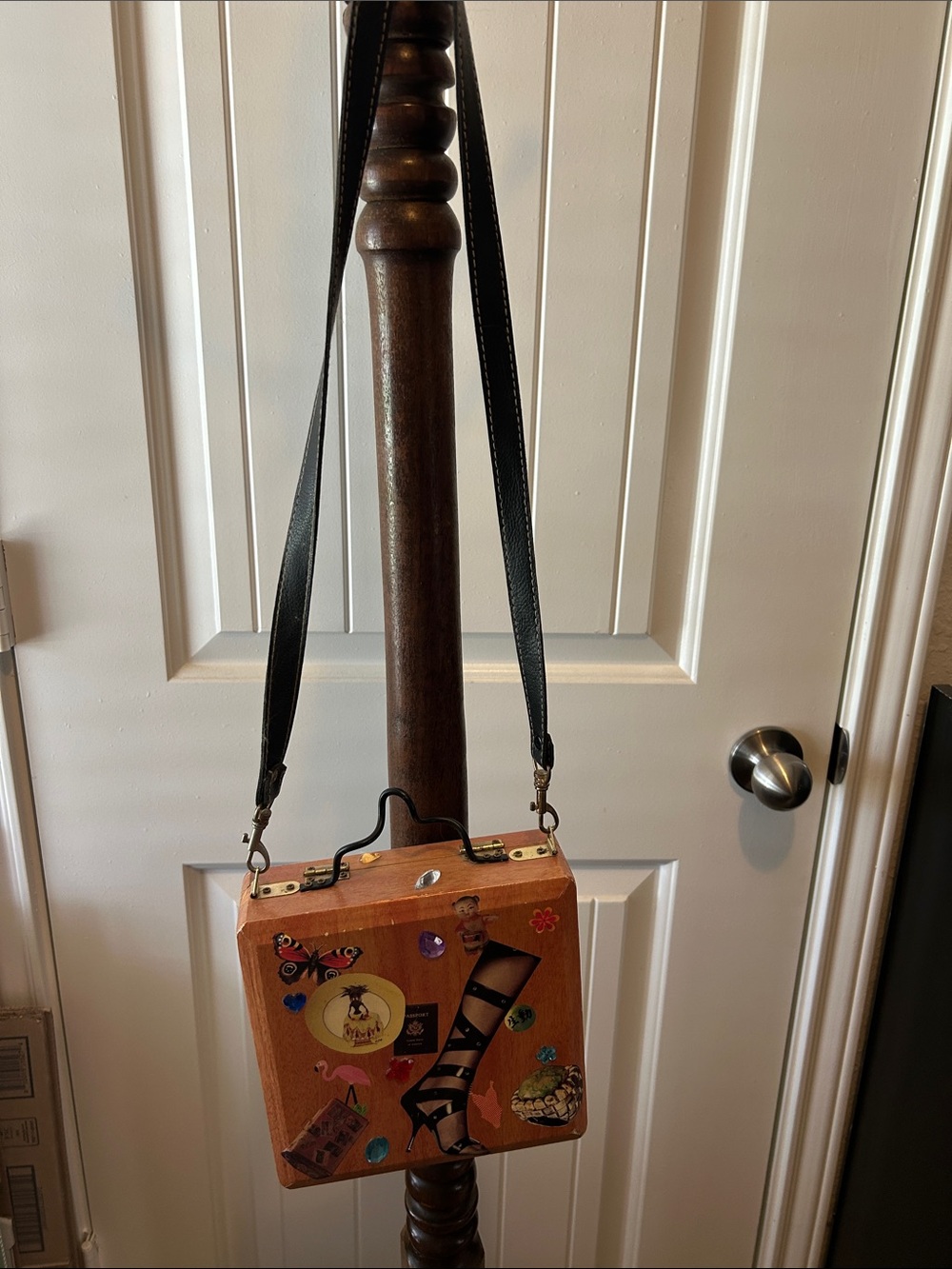 Wooden Box Crossbody Bag in Brown - Whimsigoth, Grunge, Punk